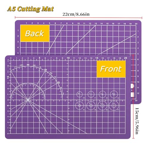 A5 Self-Healing Cutting Mat, Small Cutting Mat, Professional Double Sided Durable Cuttings Mats, Great for Hop Scrapbooking, Quilting, Fabric, Sewing Craft Projects (Green, A5) - color: Green