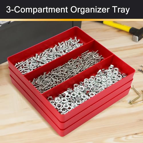 3-Compartment Tool Organizer Tray (1, Red) - color: Red