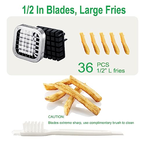 Eascandy French Fry Cutter, Heavy Duty Potato Slicer, Stainless Steel Potato Cutter with 1/2 Inch Blades for Sweet Potato, Carrot, Yam, Cucumbers. - size: 1/2 Cutter