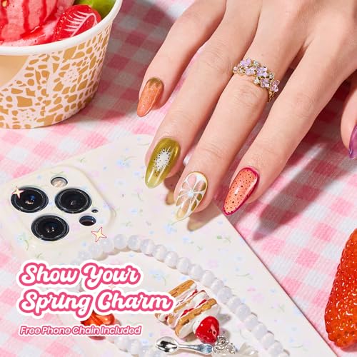 Beetles Fruit Magnet Cat Eye Gel Nail Polish Set, 6 Colors Glass Cat Eye - color: A - Pink Red Green | Silent Meditation