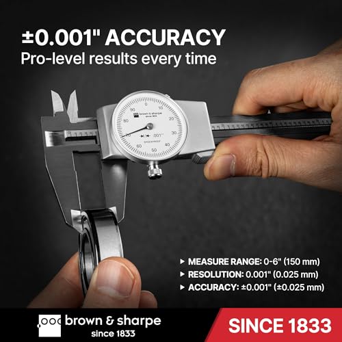 Brown & Sharpe 6-Inch Dial Caliper–Precision Stainless Steel Measuring Tool - size: 6 Inch