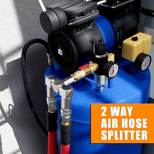 SUNGATOR 2 Way Air Hose Splitter, 1/4" Air Hose Compressor Fitting, Red