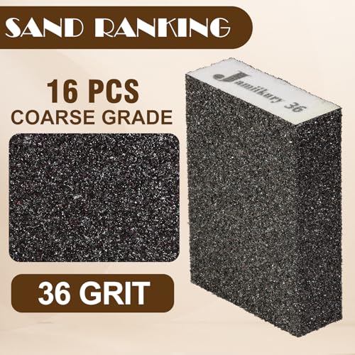 36 Grit Sanding Block, Jamiikury Coarse Sanding Sponge, 16pcs - size: 36 Grit