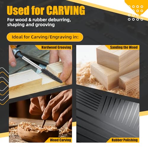 CAELUM Small Taper Carbide Rotary Burr, 1/8" Very Coarse Wood Carving Kit - color: Small Taper
