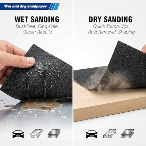 21-Sheets 1200 Grit Sandpaper, 9 x 3.6 Inch Wet Dry Sand Paper Assortment Pack, Silicon Carbide Abrasive Sanding Sheets for Automotive Car Paint Metal Wood Furniture Crafts Polishing - size: 9x3.6 inch, style: 1200Grit 21 Pcs
