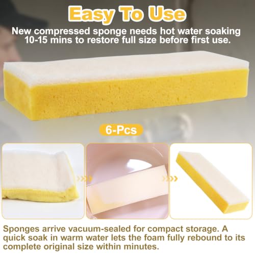 6Pcs Drywall Wet Sanding Sponge,9 '' Double Sided Drywall Finishing Sponge