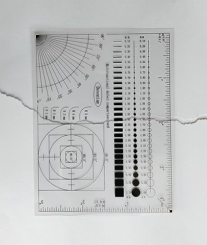 Multi-Function Inspection Gauge - Crack/Scratch/Angle Measurement Tool for Surface Defects & Size Comparison | Dual-Sided Laminated Wear-Resistant Ruler, 5PCS