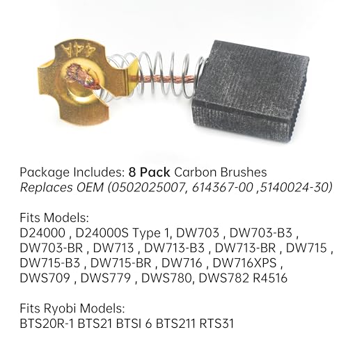 0502025007/614367-00 / BTS21-D04 Carbon Brushes, 8 Pack