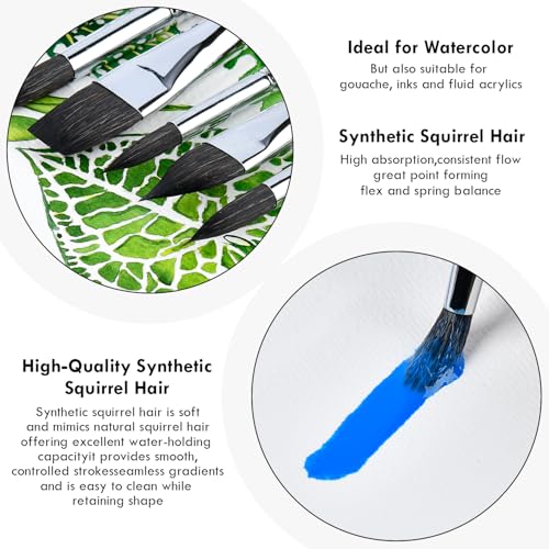 Brusarth Watercolor Brushes, Synthetic Squirrel Hair Paint Brush Set - size: 10 Size