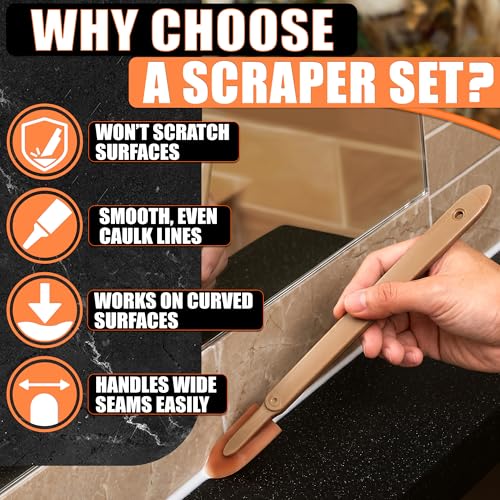 4-Piece Caulking Tool Kit for Silicone Sealant, Grout and Sink Edges