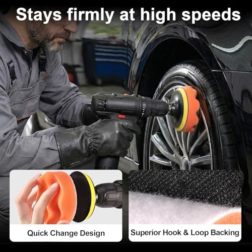4 Inch 24 PCS Buffing Polishing Pads, Car Foam Sponge Drill Attachment - color: 24 Pieces