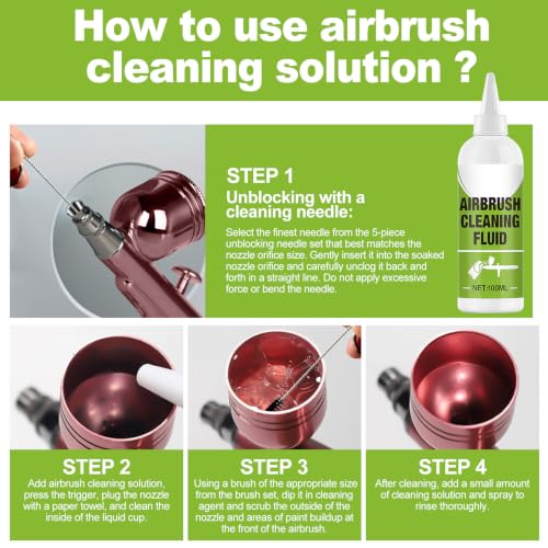 JAOJAO Airbrush Cleaner Kit, Air Brush Cleaner with Thinner, 100ml Each