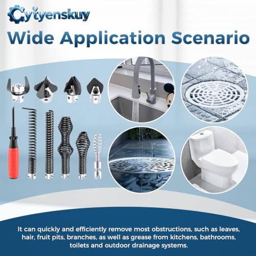 10 PCS Drain Snake Attachment,Drain Auger Cutter Kit