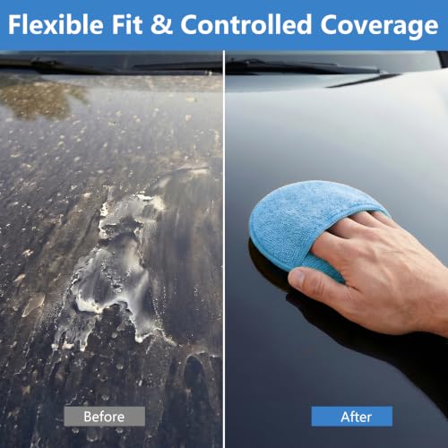 12Pcs 5-Inch Microfiber Foam Wax Applicator Pads with Finger Pocket - color: Solid Blue, size: 12pcs
