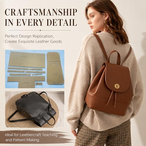 RIVEENY Backpack Acrylic Template,Leather Pattern Acrylic Leather Templates for Women’s Work Backpack Purse Waterproof Anti-Theft Travel Back Pack (AAB-576)
