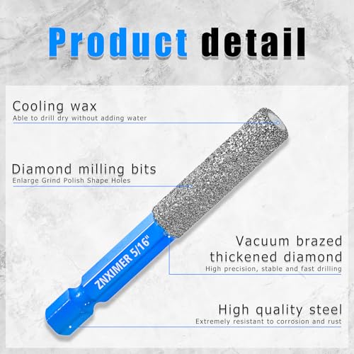 Diamond Drill Bits Set for Ceramic, Porcelain, Glass, Marble, Tile, Granite, Stone and More - 10pcs Tile Drill Bits for Efficient, Precise Drilling and Milling - size: Set4-(3/16"D to 3/8"D)-10Pcs