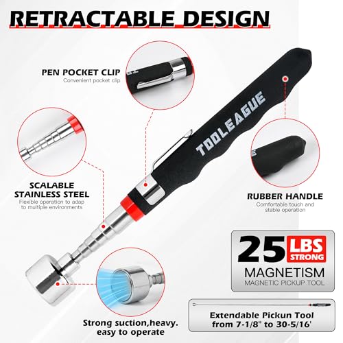 TOOLEAGUE 3Pcs Magnetic Tool Mat with 25Lb Telescoping Magnetic Pickup Pen - size: 3Pcs Magnetic Mats with Pickup Tool