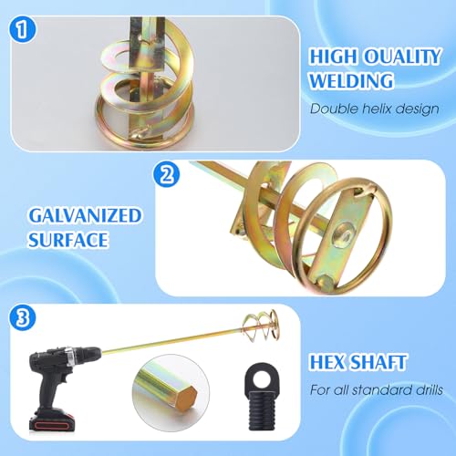 Lasnten 3 Pcs Paint Mixer for Drill, 1 to 5 Gallon Bucket, Gold - color: Gold, style: Style 1