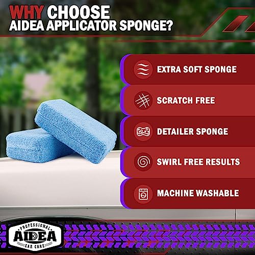 AIDEA Microfiber Applicator Pad-104PK, Car Wash Sponge, Blue - color: Light Blue, size: 104 PK