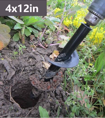 TCBWFY Garden Auger Drill Bit for Planting,Spiral Hole Drill Earth Post Umbrella Bulb Planter Auger for 3/8" Hex Drive 1.6"x9",1.6"x16.5",3.5"x16",4"x12",2"x32" - size: 1.6"x9",1.6"x16.5",4"x12",3"x16.5",2"x32"