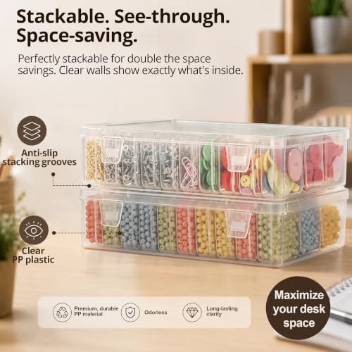 2-Pack Clear Plastic Bead Organizer Box 8.8x6.7x2.4