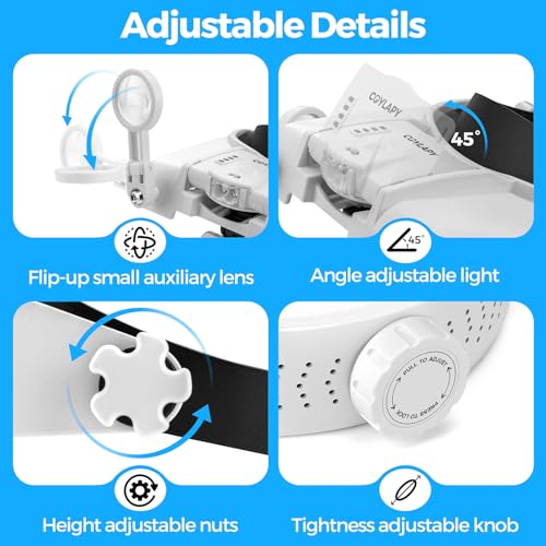 COYLAPY Magnifying Glasses with Light, 1X-14X for Crafts & Hobby - color: White