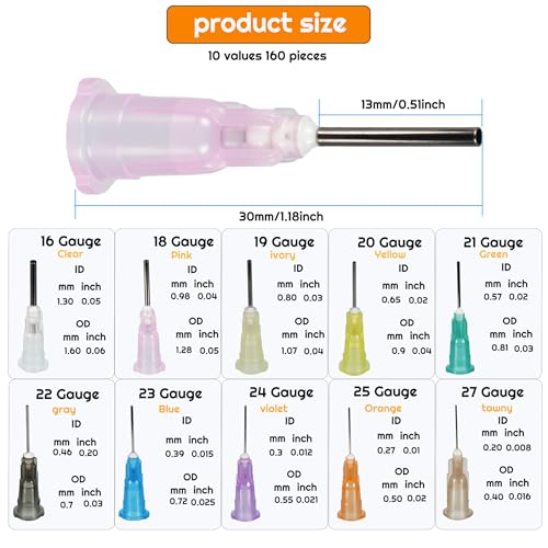 100pcs 22G Blunt Tip Glue Dispensing Nozzles, 0.5 inch - size: 22G 100pcs