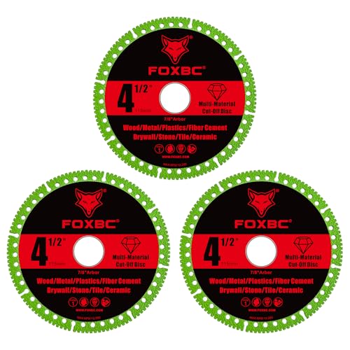 FOXBC 4-1/2 Inch Indestructible Multi-Material Cut Off Disc for Angle Grinders, 7/8" Arbor - 3 Pack