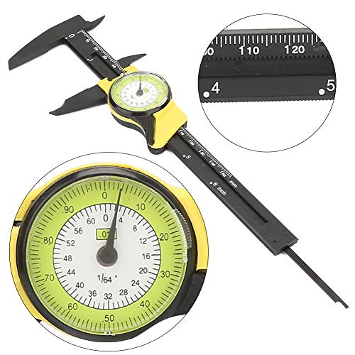 0-150Mm Plastic Dial Vernier, Caliper Measuring Tool Plastic Dial Caliper Caliper Ruler Roofessional Measure Tool (Yellow (Imperial))