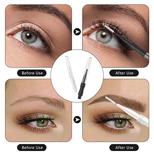 100 Pcs Micro Eyebrow Brush With Cap - Spoolie Lamination Brush 2 Size Multifunctional Spooly Lash - color: 100 Pcs