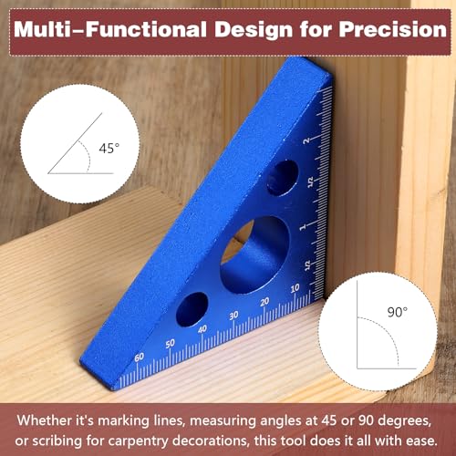 Ymapinc High-Precision Thickened Triangle Ruler Layout Measuring - color: Blue