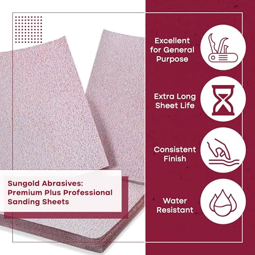 Sungold Abrasives 11109 9" X 11" 150 Grit Sanding Sheets Stearated Aluminum Oxide, 25-Pack - size: 150 Grit