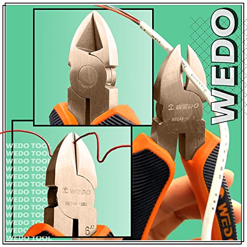 WEDO Non-Sparking Diagonal Cutting Pliers 8”, Spark-Free Side Cutters Pliers, Wire Cutters, Flush Cutting,BAM Certificate, Beryllium Copper, For Electrical and Homes - color: Beryllium Copper, size: 8"
