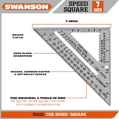 Swanson Speed® Square, 7 in. Aluminum Layout Square with Blue Book (S0101) - size: 7 inch, style: 7" Speed Square