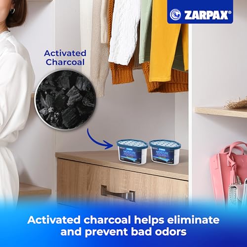 ZARPAX Moisture Absorber Activated Charcoal 6.5 oz - Set of 6 - size: 6.5 Ounce (Pack of 6), style: Activated Charcoal