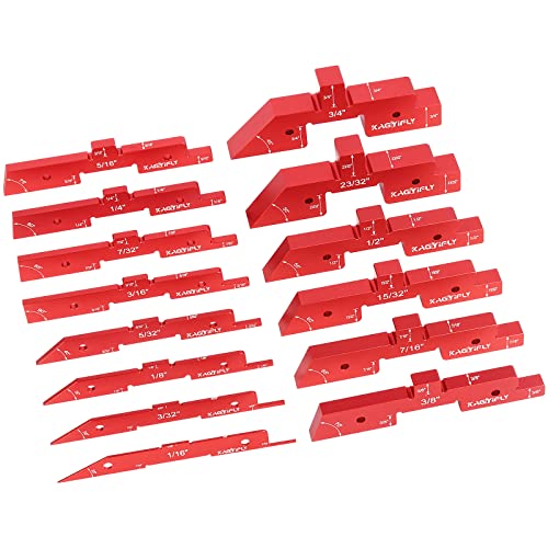 Setup Blocks Woodworking, 14pcs Aluminum Setup Blocks Height Gauge Set for Router Table Saw and Angle Measure Set up (Each Setup Bars has Different Thickness) - style: 14 Pcs