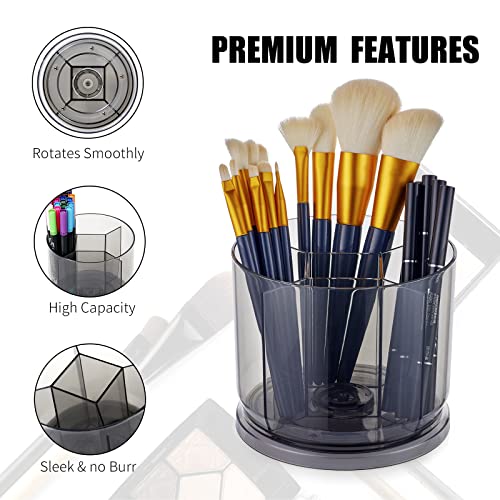 Makeup Brush Holder Organizer, Rotating Makeup Organizer for Vanity - color: Grey