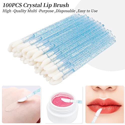 300 Pack Disposable Spoolies Brushes Sets Mascara Wand Lip Brushes Cotton Swab for Eyebrow Eyelash Extension Tattoo Lipstick Applicator(Blue) - color: Blue