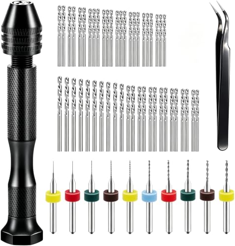 Dianrui 60 PCS Micro Drill Bit Set & Pin Vise Hand Drill, 0.3-3.5mm - style: 60 set