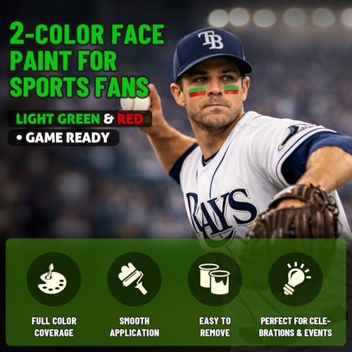 BADCOLOR Red Light Green Face Body Paint Stick Set, Oil Based Eye Balck Makeup Stick, Waterproof Facepainting Zombie Clown Witch Forest Fairy Cosplay for Halloween Party Cosplay Stage Costume Makeup - color: 2PCS Red & Light Green