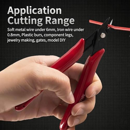 Precision Flush Cutter: 5-Inch Micro Wire Clipping Tool for Jewelry Making, DIY Crafts, and Electronics - Professional Mini Side Snips for Plastic Models, Zip Ties, and Hobby Projects (Red) - color: Red