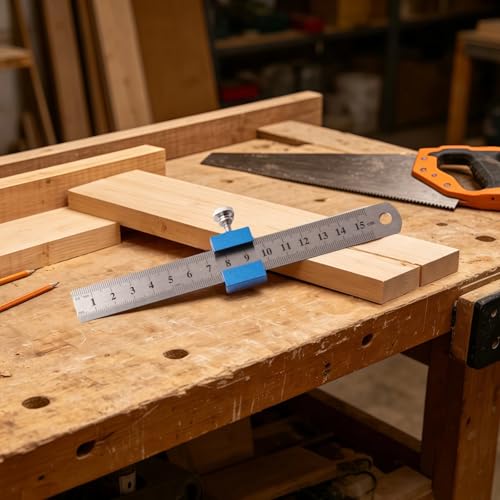 1 PCS Aluminum Alloy Carpenter's Ruler Stoppers Steel Ruler Measuring - color: Blue, size: 15cm