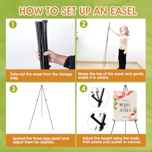 AROIC 63 "Easel Stand for Display, 6 Pack Portable Foldable Metal Easel - style: 6P