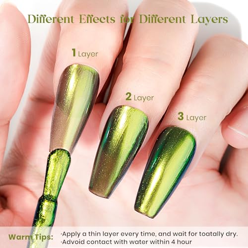 MIZHSE Chameleon Nail Polish Quick Dry, Bright Green Nail Polish High Shine - color: Chameleon Bright Green
