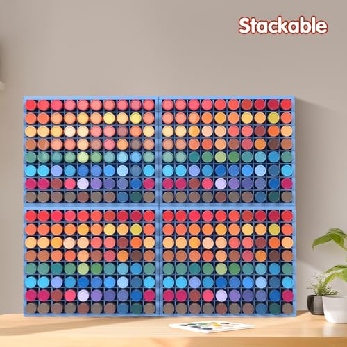 Krafetto 2 Pack 80-Grid Paint Organizer for 2 Oz Bottles, Wall Mount, Blue - color: 2pc blue paint rack