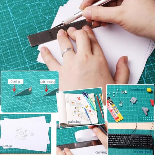A2 Self Healing Cutting Mat, 23.62 x 17.72 in, 5-Ply PVC Craft Board for Rotary Cutters, Sewing, Quilting and Leatherwork, Green - size: 23.6"L x 17.7"W