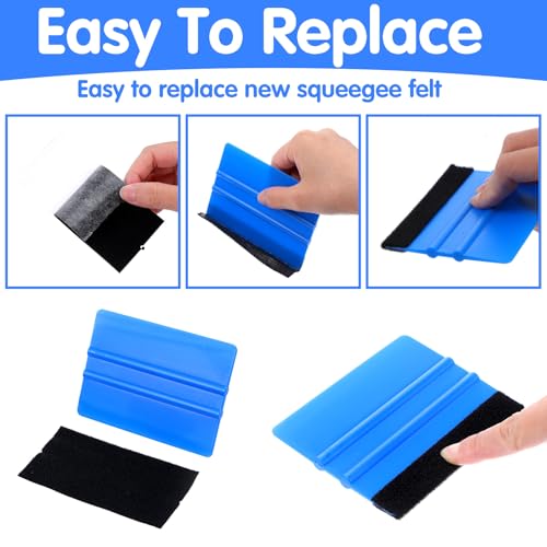 80 Pcs Vinyl Squeegee with 4 Inch Felt Fabric Edge Squeegees Tool with Soft Cloth for Window Tint Film Decal Squeegee Application Tools Vinyl Wrap Installation Wallpaper Smooth Tool