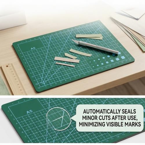 Self Healing Cutting Mat, Durable Double Sided Precision Cutting Surface for Sewing Crafts PVC Blue A5 8.3 x 5.9 Inch 1 Piece
