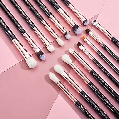 Jessup Eye Makeup Brushes Professional Eyeshadow Brush Set 15pcs T157 - color: C-Rose Gold/Pearl Black