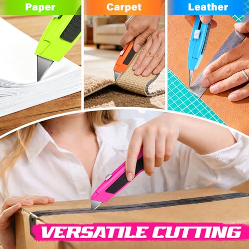 4Pack Box Cutter Retractable, Utility Knife with Extra 10 Blades